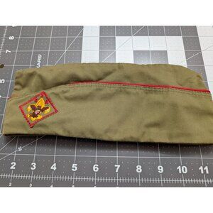 Boy Scout Of America Garrison Hat Cap 60s/70s Size medium green signed vtg